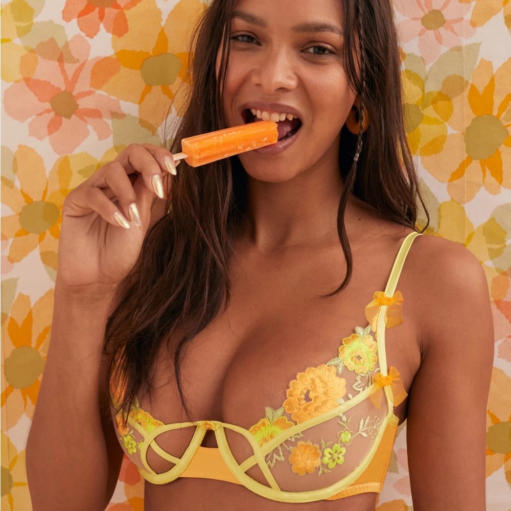 For Love and Lemons Neon Embroidery Bra NWT